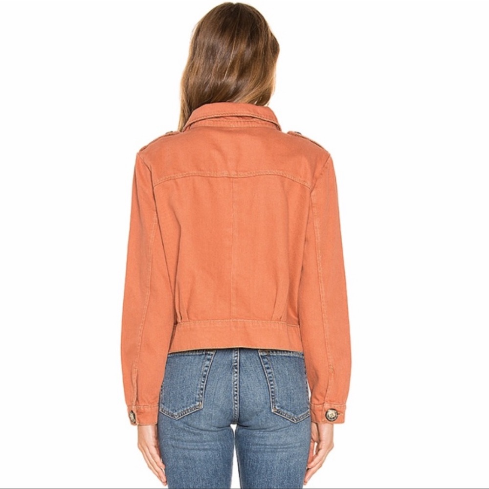 Free People Denim Slouchy Eisenhower Jacket in Terracotta - Picture 3 of 8